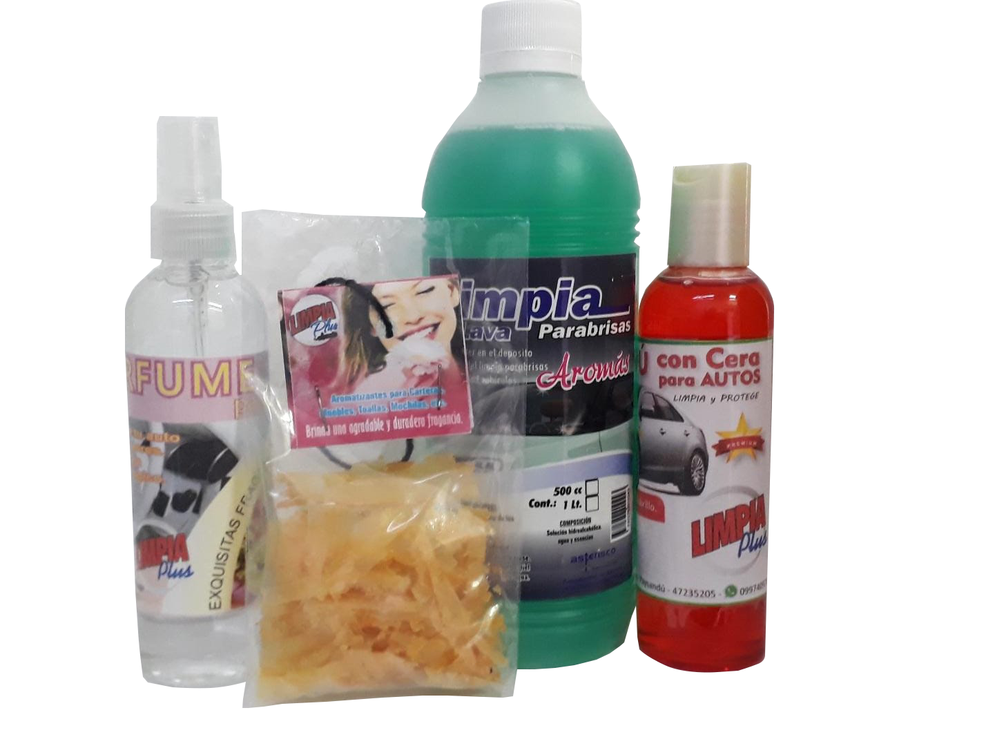 Kit Auto (Shampoo, Perfume, Viruta, Limpia Parabrisa) 